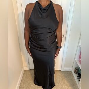 Boohoo Black Halter Maxi Dress